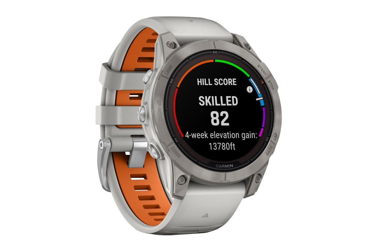 Garmin Fenix 7 Pro Sapphire Solar Smart Sports Watch - Titanium with Fog Grey and Ember Orange Band, 47mm