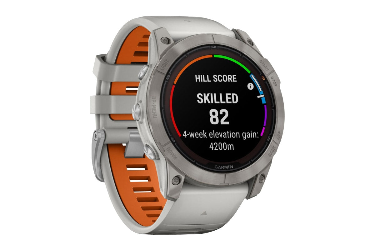 Garmin Fenix 7X Pro Sapphire Solar Titanium Smart Sports Watch (Fog Grey/Ember Orange Band, 51mm)