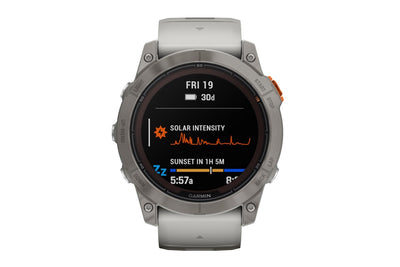 Garmin Fenix 7X Pro Sapphire Solar Titanium Smart Sports Watch  - Fog Grey/Ember Orange Band, 51mm