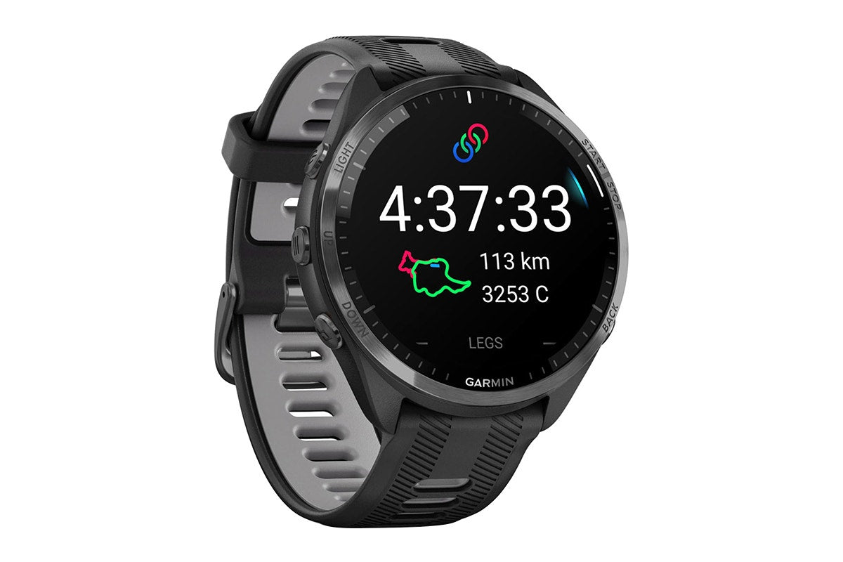 Garmin Forerunner 965 Smart Sports Watch (Carbon Grey DLC Titanium with Black/Powder Grey Band, 47mm)