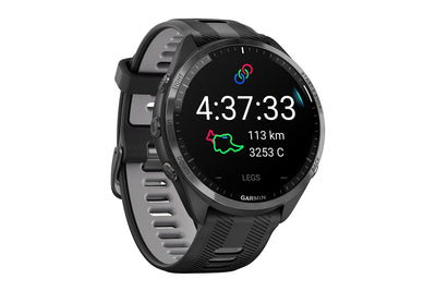 Garmin Forerunner 965 Smart Sports Watch - Carbon Grey DLC Titanium with Black/Powder Grey Band, 47mm