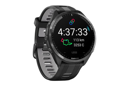 Garmin Forerunner 965 Smart Sports Watch (Carbon Grey DLC Titanium with Black/Powder Grey Band, 47mm)