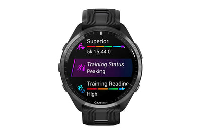 Garmin Forerunner 965 Smart Sports Watch - Carbon Grey DLC Titanium with Black/Powder Grey Band, 47mm