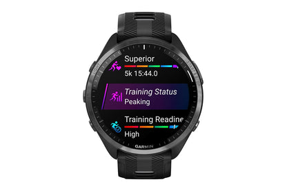 Garmin Forerunner 965 Smart Sports Watch (Carbon Grey DLC Titanium with Black/Powder Grey Band, 47mm)