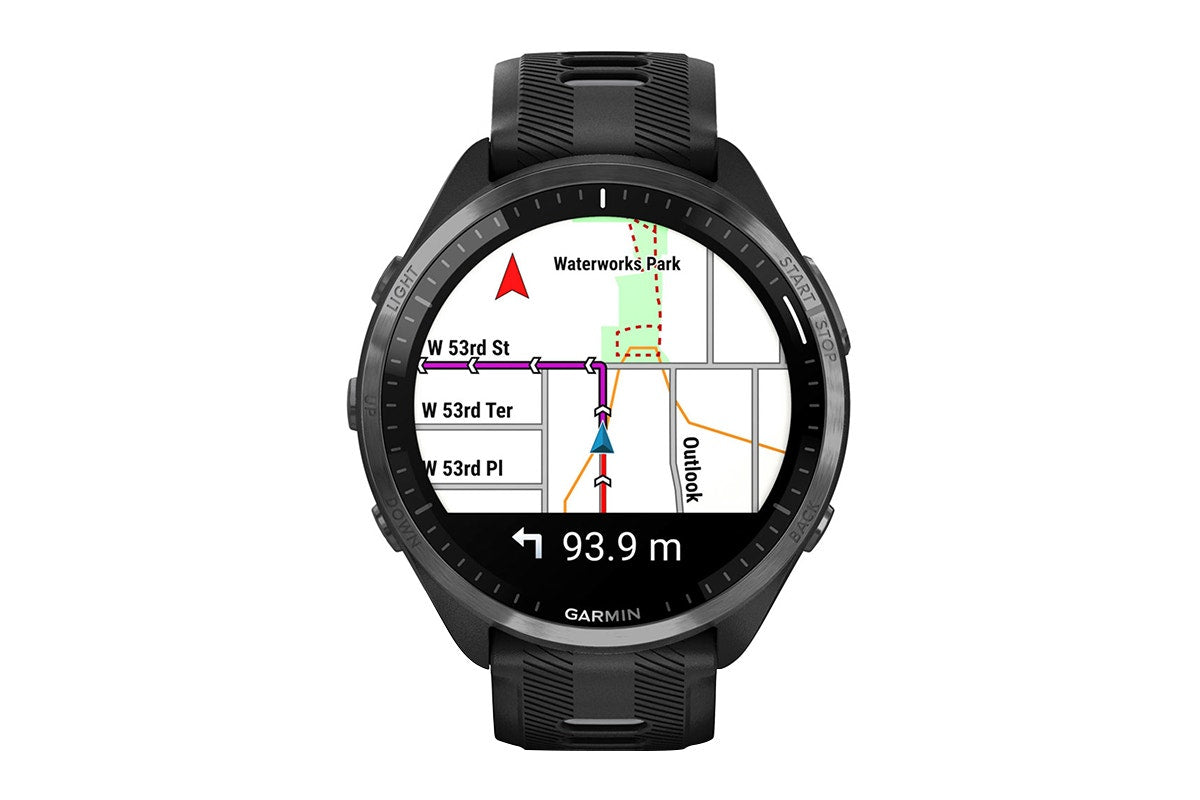 Garmin Forerunner 965 Smart Sports Watch (Carbon Grey DLC Titanium with Black/Powder Grey Band, 47mm)