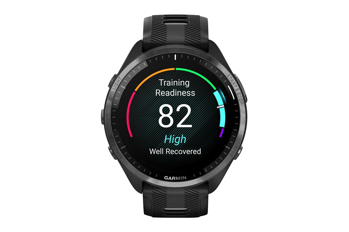 Garmin Forerunner 965 Smart Sports Watch (Carbon Grey DLC Titanium with Black/Powder Grey Band, 47mm)