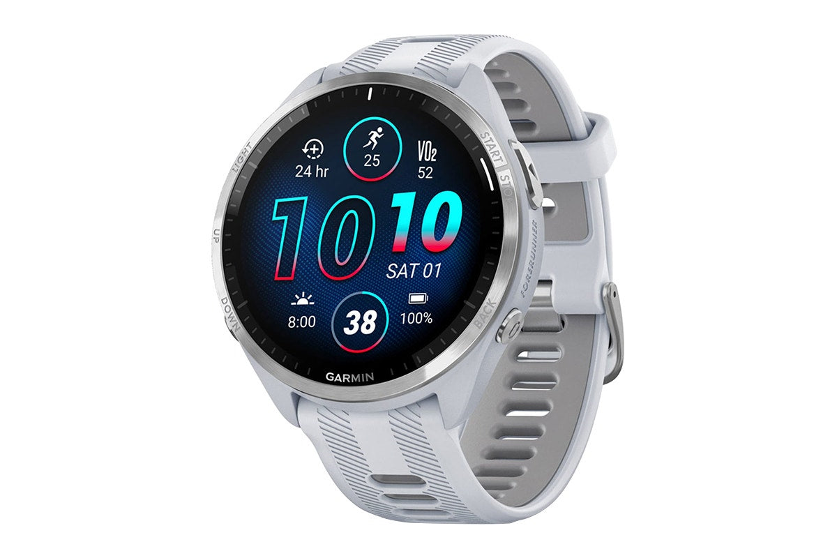 Garmin Forerunner 965 Smart Sports Watch (Titanium with Whitestone/Powder Grey Band, 47mm)