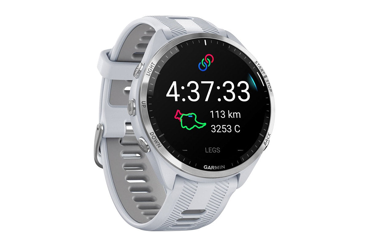 Garmin Forerunner 965 Smart Sports Watch (Titanium with Whitestone/Powder Grey Band, 47mm)