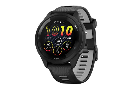 Garmin Forerunner 265 Smart Sports Watch (Black with Black/Powder Grey Band, 46mm)
