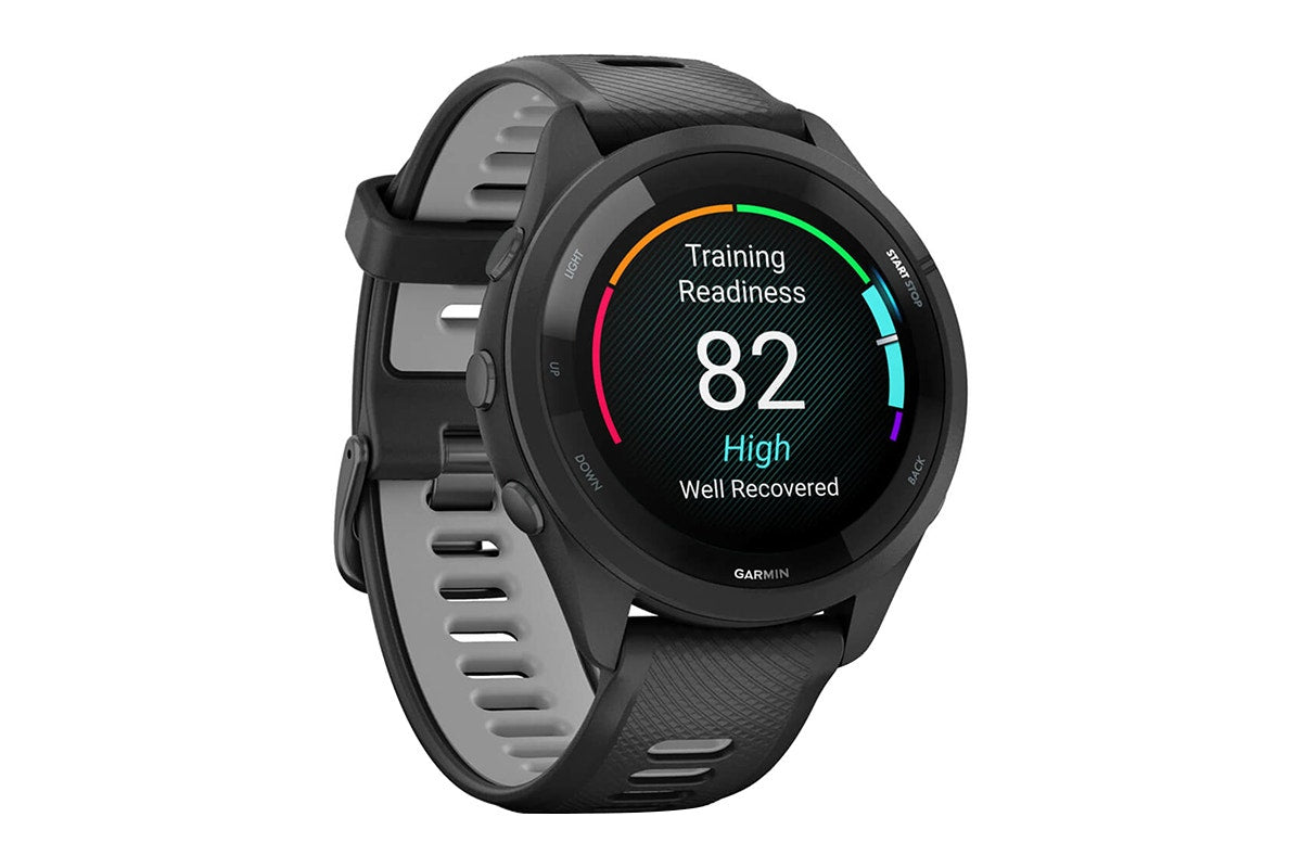 Garmin Forerunner 265 Smart Sports Watch (Black with Black/Powder Grey Band, 46mm)