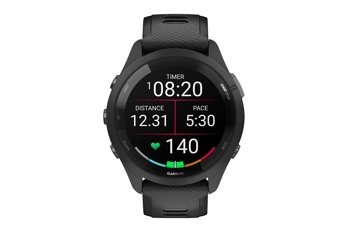 Garmin Forerunner 265 Smart Sports Watch (Black with Black/Powder Grey Band, 46mm)