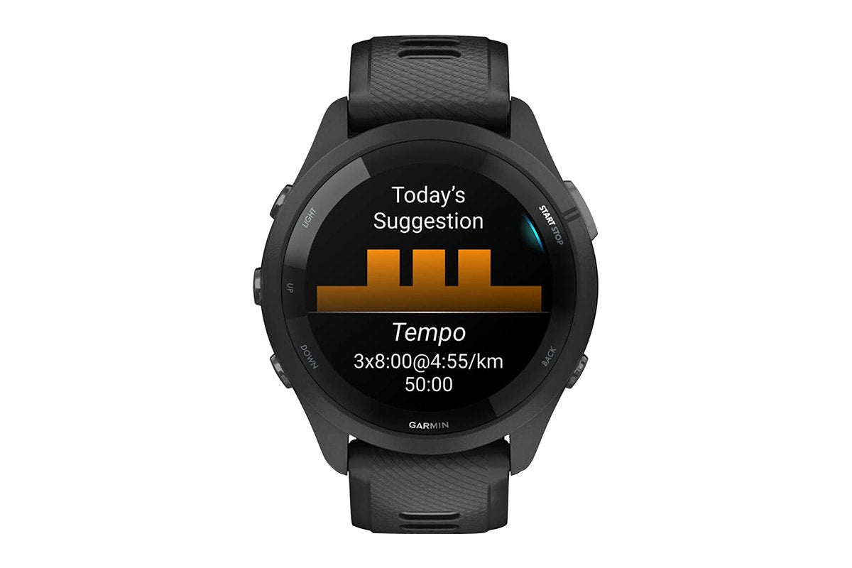 Garmin Forerunner 265 Smart Sports Watch (Black with Black/Powder Grey Band, 46mm)