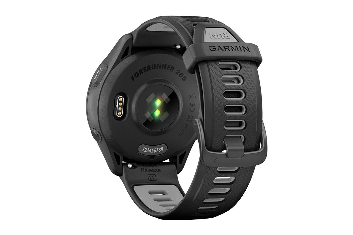 Garmin Forerunner 265 Smart Sports Watch (Black with Black/Powder Grey Band, 46mm)