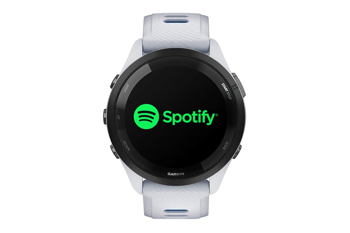 Garmin Forerunner 265 Smart Sports Watch (Black with Whitestone/Tidal Blue Band, 46mm)