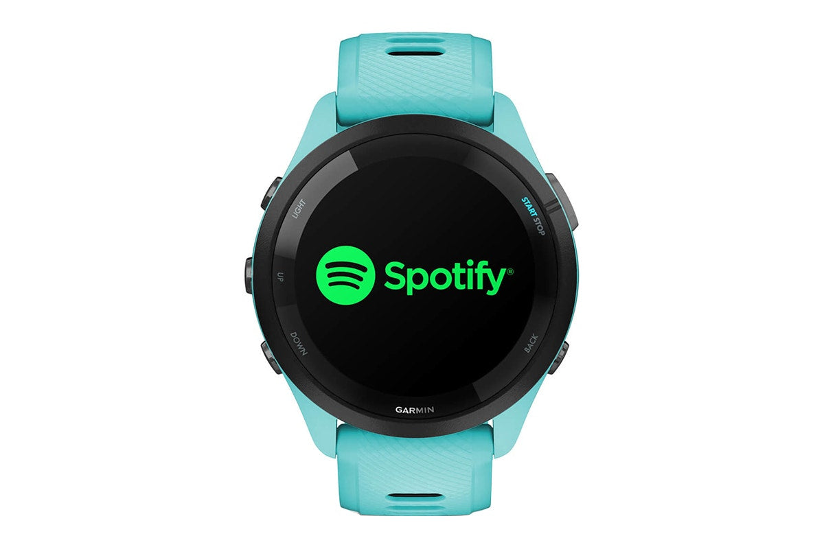 Garmin Forerunner 265 Smart Sports Watch (Black with Aqua/Black Band, 46mm)