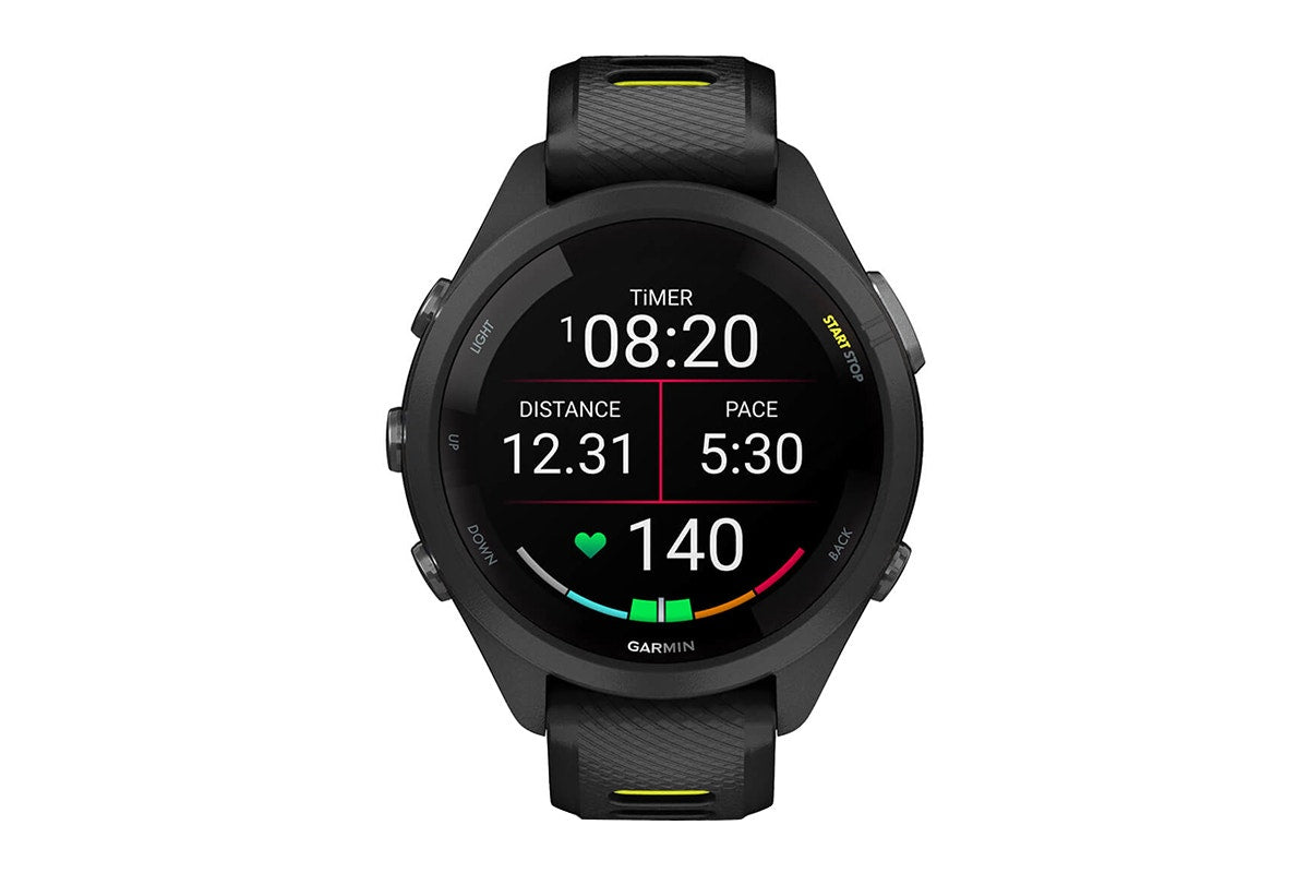 Garmin Forerunner 265S Smart Sports Watch (Black with Black/Amp Yellow Band, 42mm)