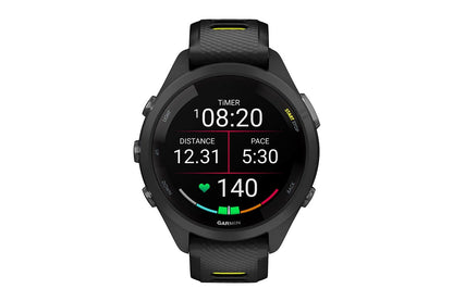 Garmin Forerunner 265S Smart Sports Watch (Black with Black/Amp Yellow Band, 42mm)