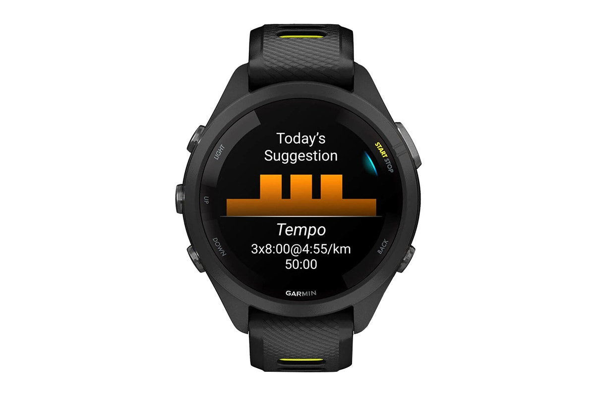 Garmin Forerunner 265S Smart Sports Watch (Black with Black/Amp Yellow Band, 42mm)
