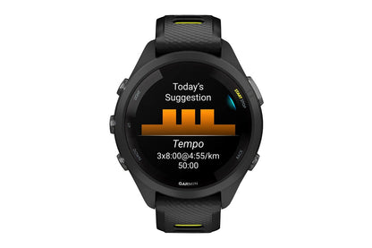 Garmin Forerunner 265S Smart Sports Watch (Black with Black/Amp Yellow Band, 42mm)