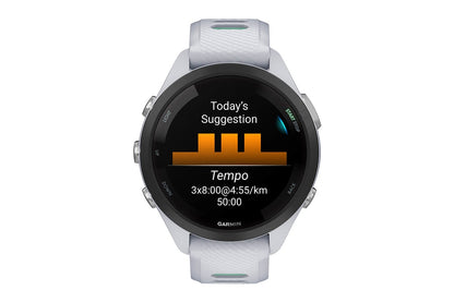 Garmin Forerunner 265S Smart Sports Watch (Black with Whitestone/Neo Tropic Band, 42mm)