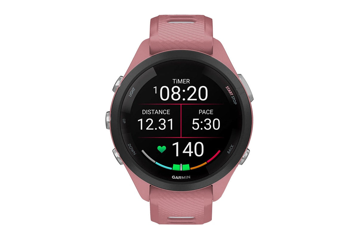 Garmin Forerunner 265S Smart Sports Watch (Black with Light Pink/Whitestone Band, 42mm)