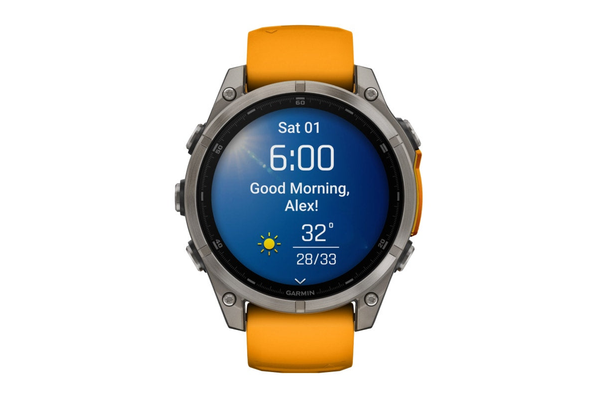 Garmin Fenix 8 Sapphire Smart Sports Watch (Titanium with Spark Orange/Graphite Band, 47mm)