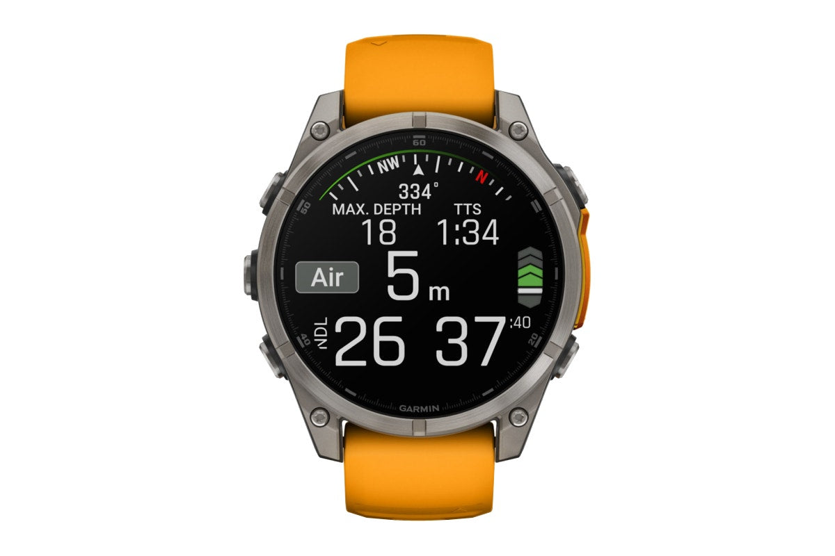 Garmin Fenix 8 Sapphire Smart Sports Watch (Titanium with Spark Orange/Graphite Band, 47mm)