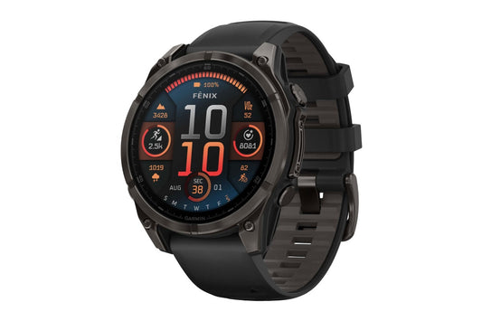 Garmin Fenix 8 AMOLED Sapphire Smart Sports Watch (Carbon Grey DLC Titanium with Black and Pebble Grey Band, 47mm)