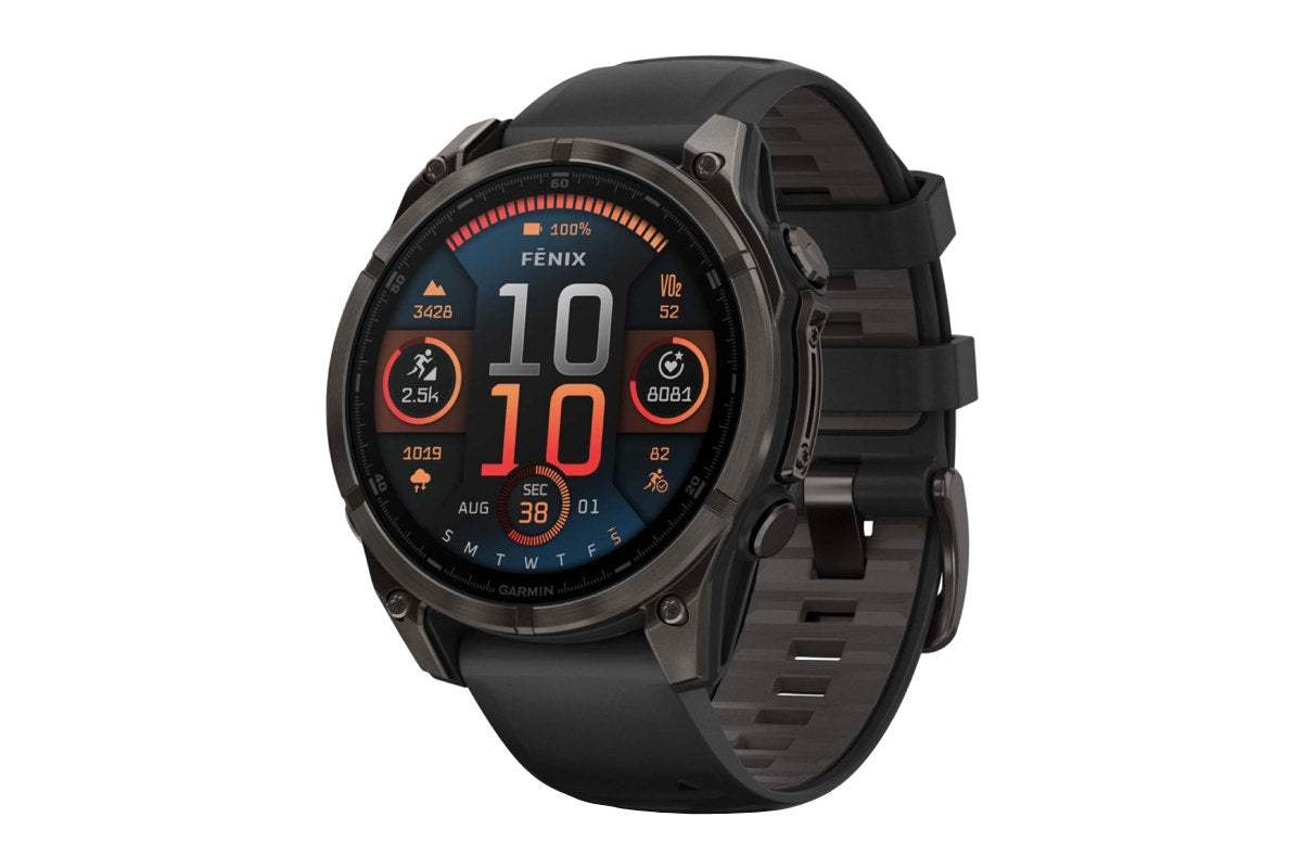 Garmin Fenix 8 AMOLED Sapphire Smart Sports Watch (Carbon Grey Titanium, Black/Pebble Grey Band, 47mm)