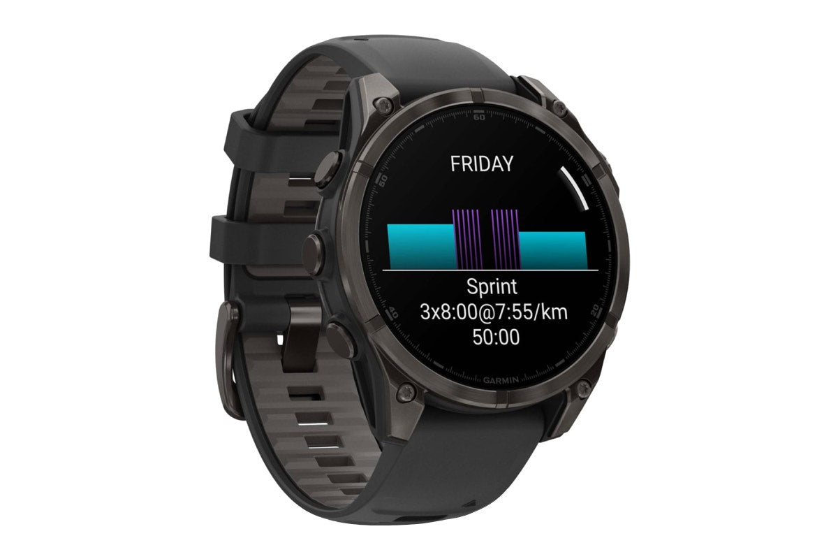 Garmin Fenix 8 AMOLED Sapphire Smart Sports Watch (Carbon Grey Titanium, Black/Pebble Grey Band, 47mm)