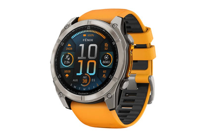 Garmin Fenix 8 AMOLED Sapphire Smart Sports Watch (Titanium, Spark Orange/Graphite Band, 51mm)