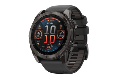 Garmin Fenix 8 AMOLED Sapphire Smart Sports Watch (Carbon Grey Titanium, Black/Pebble Grey Band, 51mm)