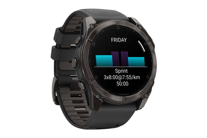 Garmin Fenix 8 AMOLED Sapphire Smart Sports Watch (Carbon Grey Titanium, Black/Pebble Grey Band, 51mm)