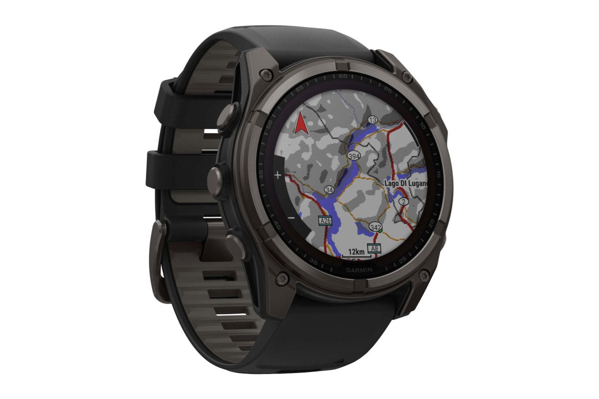 Garmin Fenix 8 Solar Sapphire Smart Sports Watch (Carbon Grey Titanium, Black/Pebble Grey Band, 51mm)