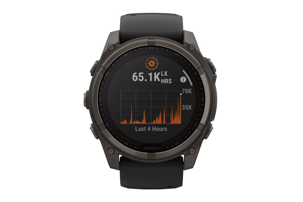 Garmin Fenix 8 Solar Sapphire Smart Sports Watch (Carbon Grey Titanium, Black/Pebble Grey Band, 51mm)