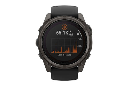 Garmin Fenix 8 Solar Sapphire Smart Sports Watch (Carbon Grey Titanium, Black/Pebble Grey Band, 51mm)