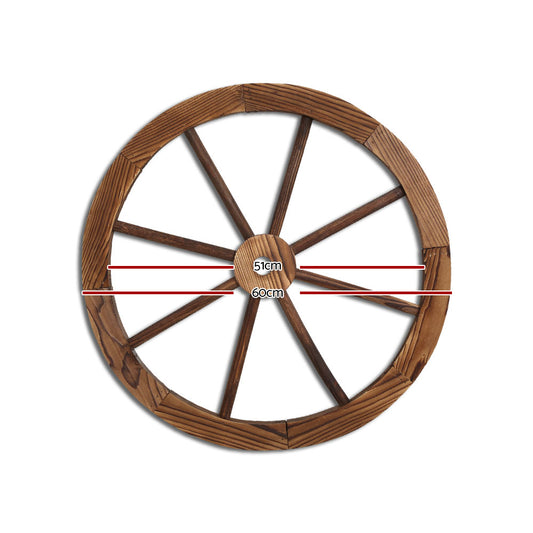 Gardeon Garden Decor Outdoor Ornament 2X Wooden Wagon Wheel – view 2