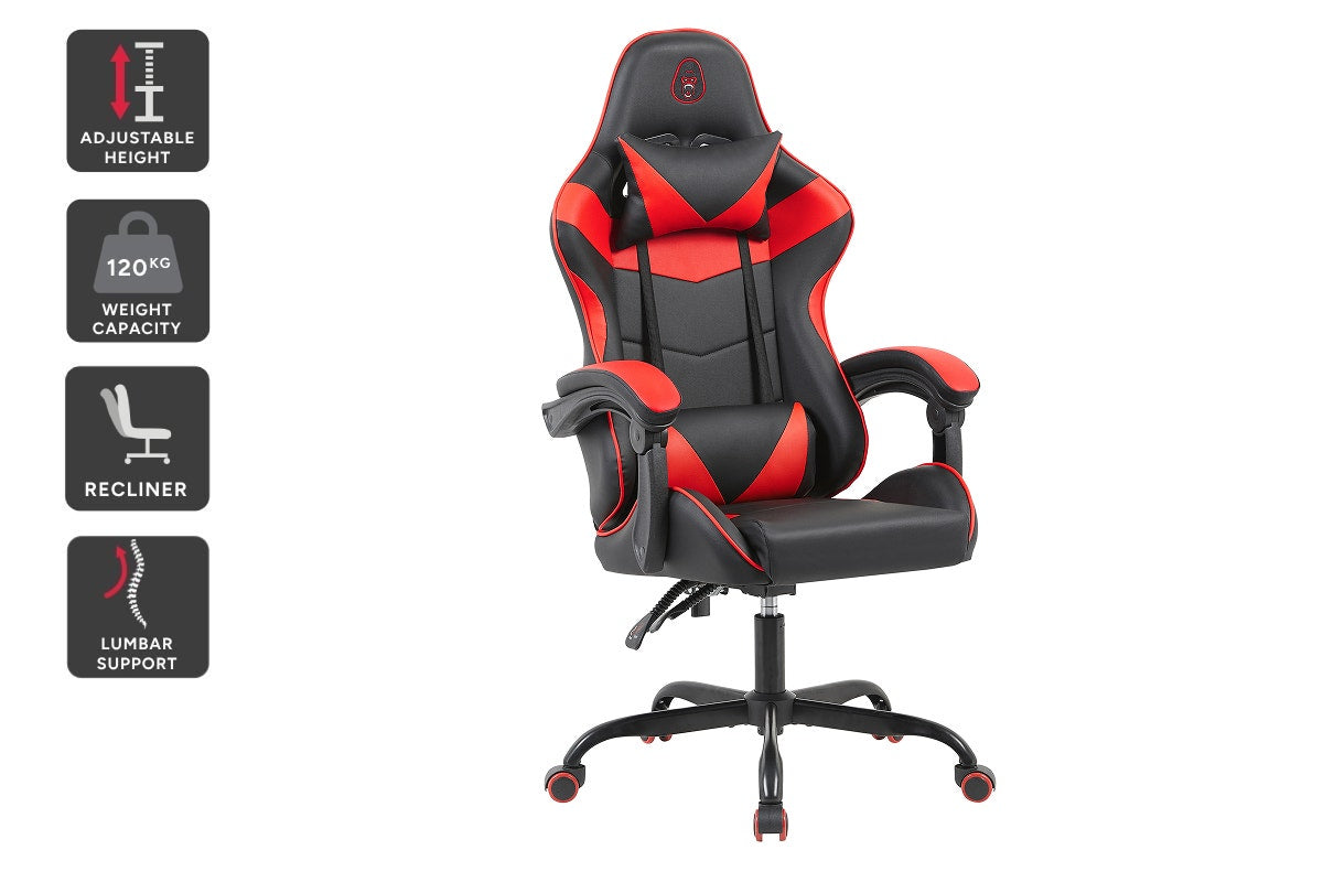 Gorilla Gaming Prodigy Gaming Chair (Black/Red) - Auzzistore