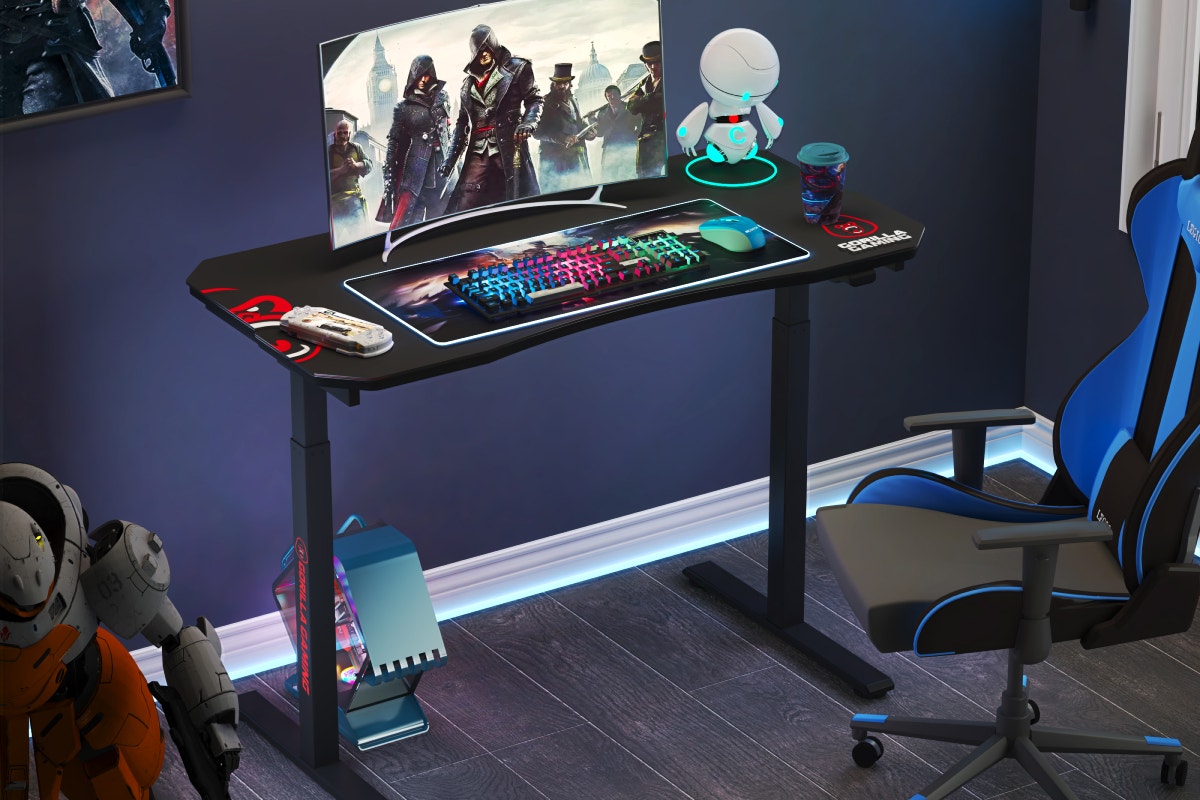 Gorilla Gaming Electric Standing Desk Height Adjustable Dual Motor with Mouse Pad Surface 120 x 60cm - Black