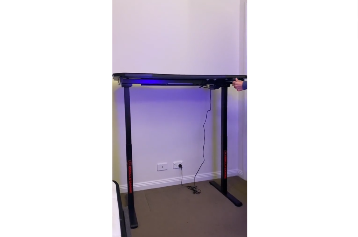 Gorilla Gaming Electric Standing Desk Height Adjustable Dual Motor with Mouse Pad Surface 120 x 60cm - Black