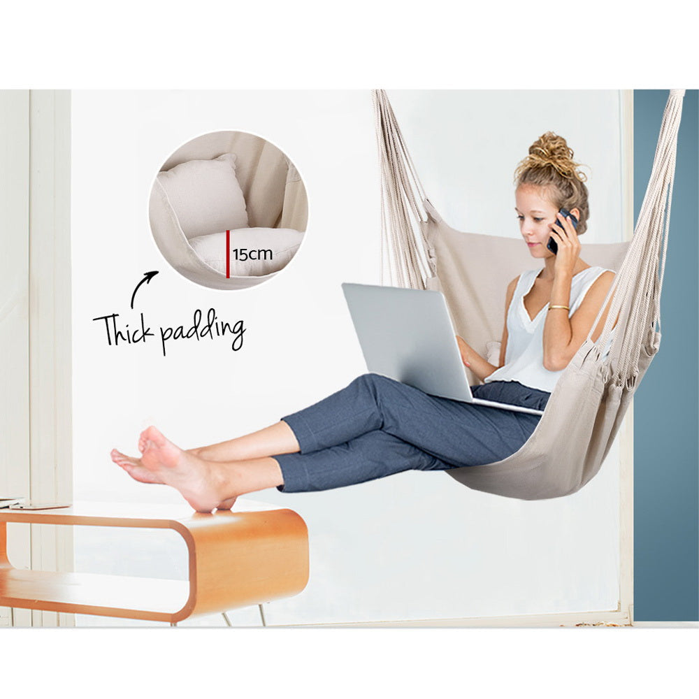 Gardeon Hammock Swing Chair - Cream | Auzzi Store