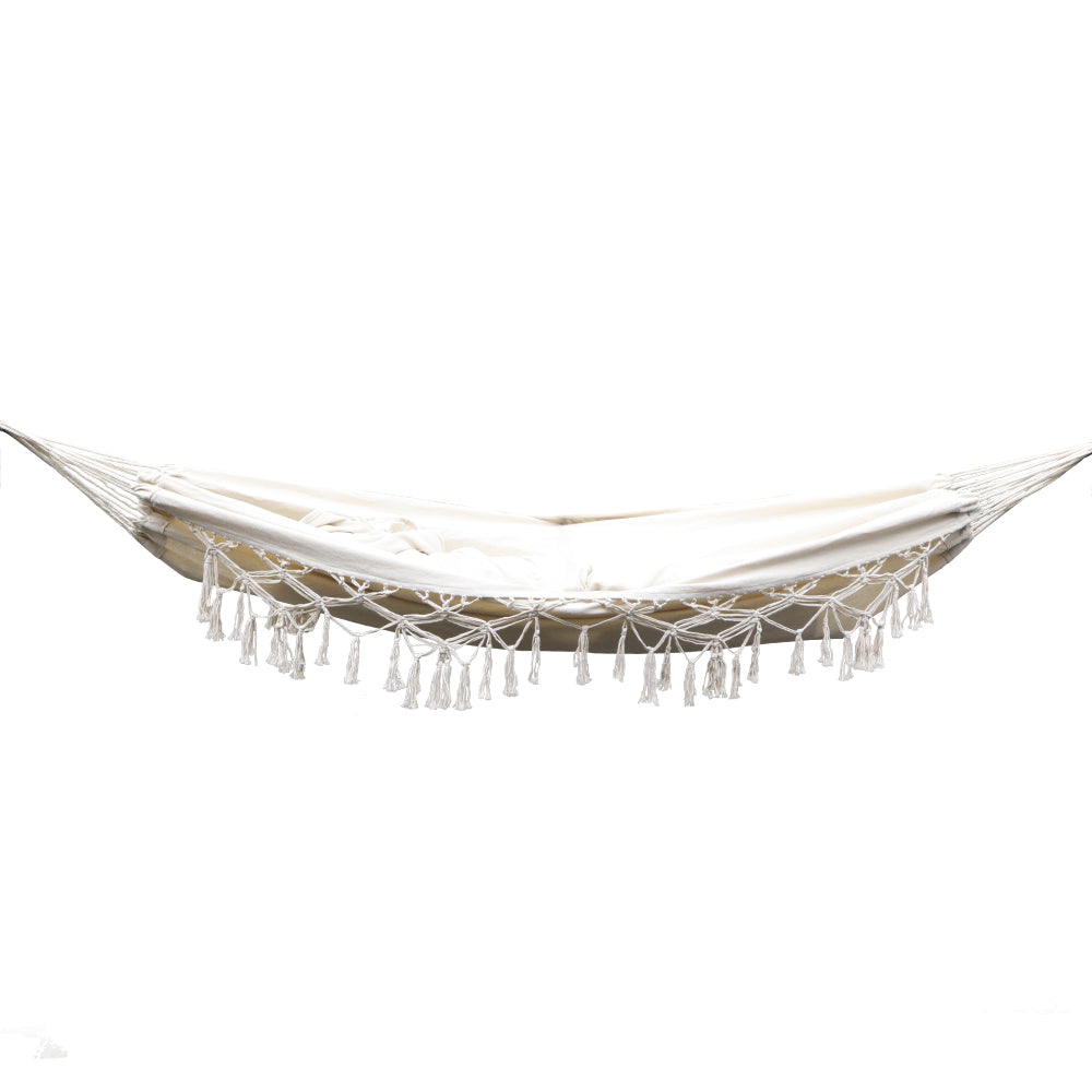 Gardeon Hanging Tassel Hammock Swing Bed Cream | Auzzi Store