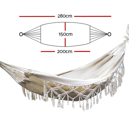 Gardeon Hanging Tassel Hammock Swing Bed Cream | Auzzi Store