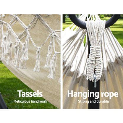 Gardeon Hanging Tassel Hammock Swing Bed Cream | Auzzi Store