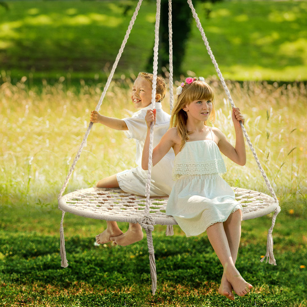 Gardeon Kids Swing Hammock Chair 100cm - Cream | Auzzi Store