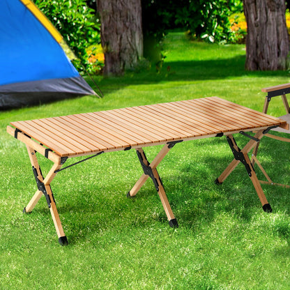 Gardeon Outdoor Furniture Wooden Egg Roll Picnic Table Camping Desk 120CM | Auzzi Store