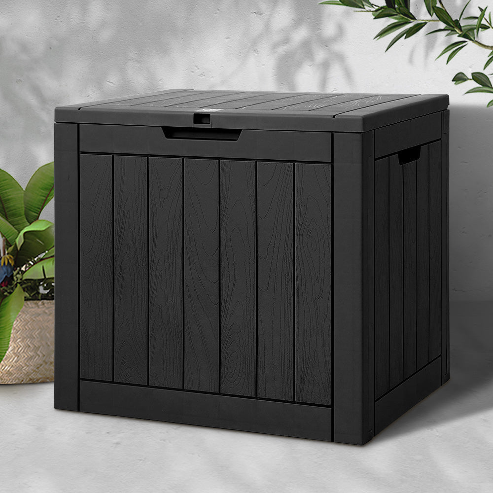 Gardeon Outdoor Storage Box 118L Container Lockable Indoor Garden Toy Tool Shed Black | Auzzi Store