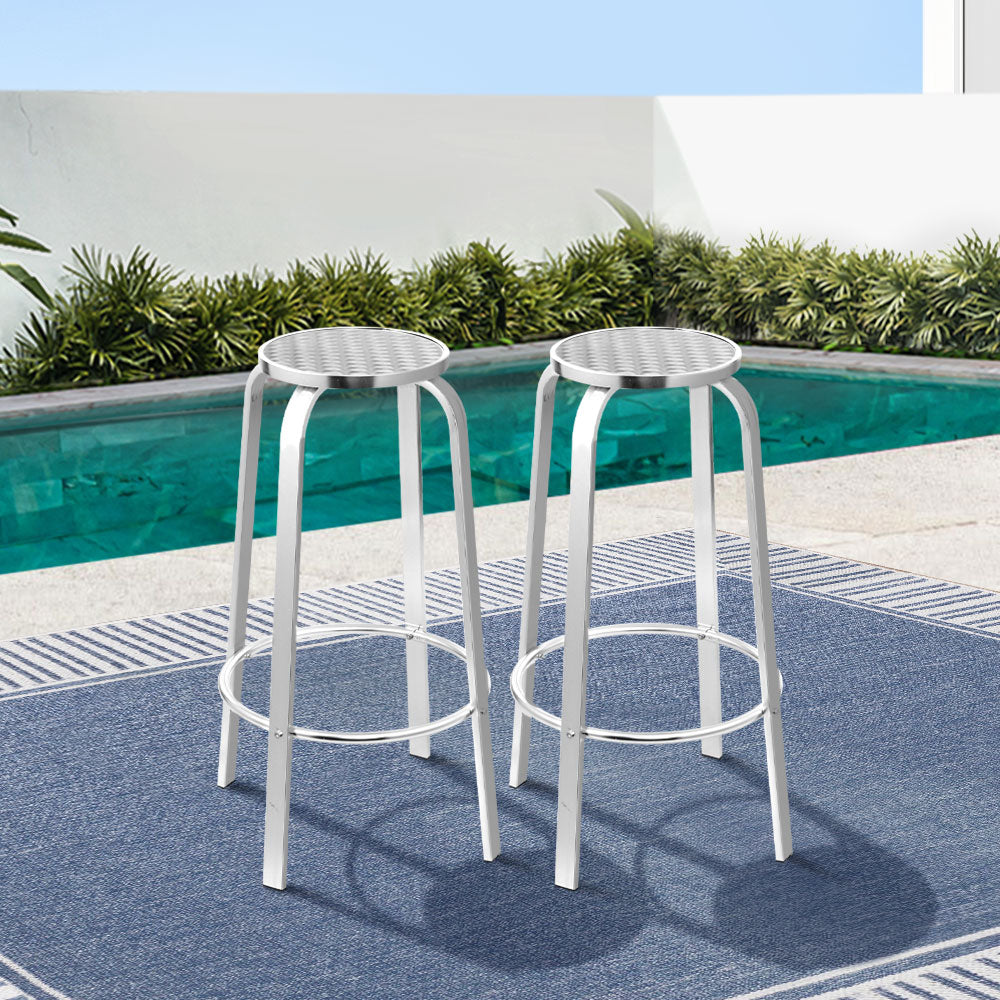 Gardeon Set of 2 Outdoor Bar Stools Patio Furniture Indoor Bistro Kitchen Aluminum | Auzzi Store