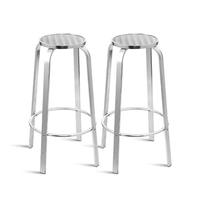 Gardeon Set of 2 Outdoor Bar Stools Patio Furniture Indoor Bistro Kitchen Aluminum | Auzzi Store