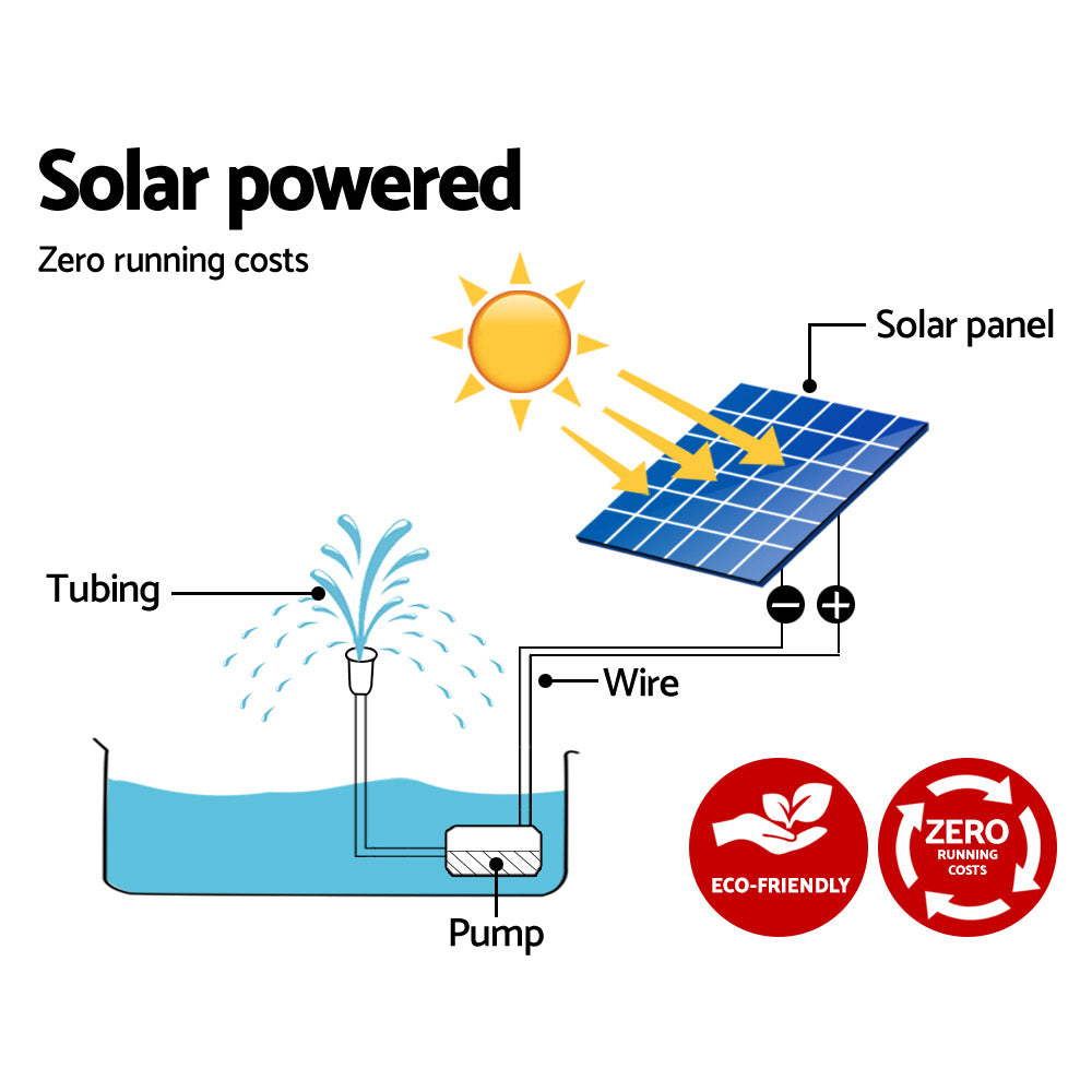Gardeon Solar Pond Pump Powered Water Outdoor Submersible Fountains Filter 4.6FT | Auzzi Store